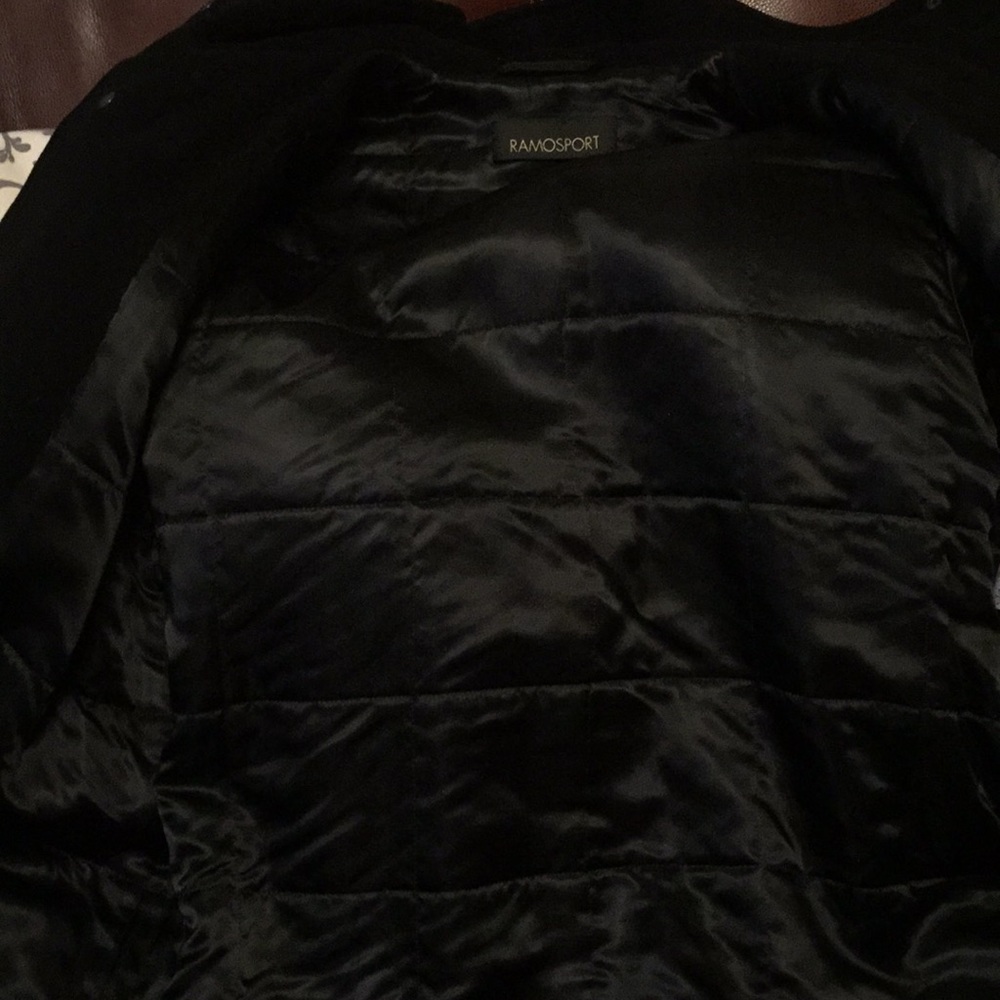 Ramosport black wool/angora/cashmere duffel coat